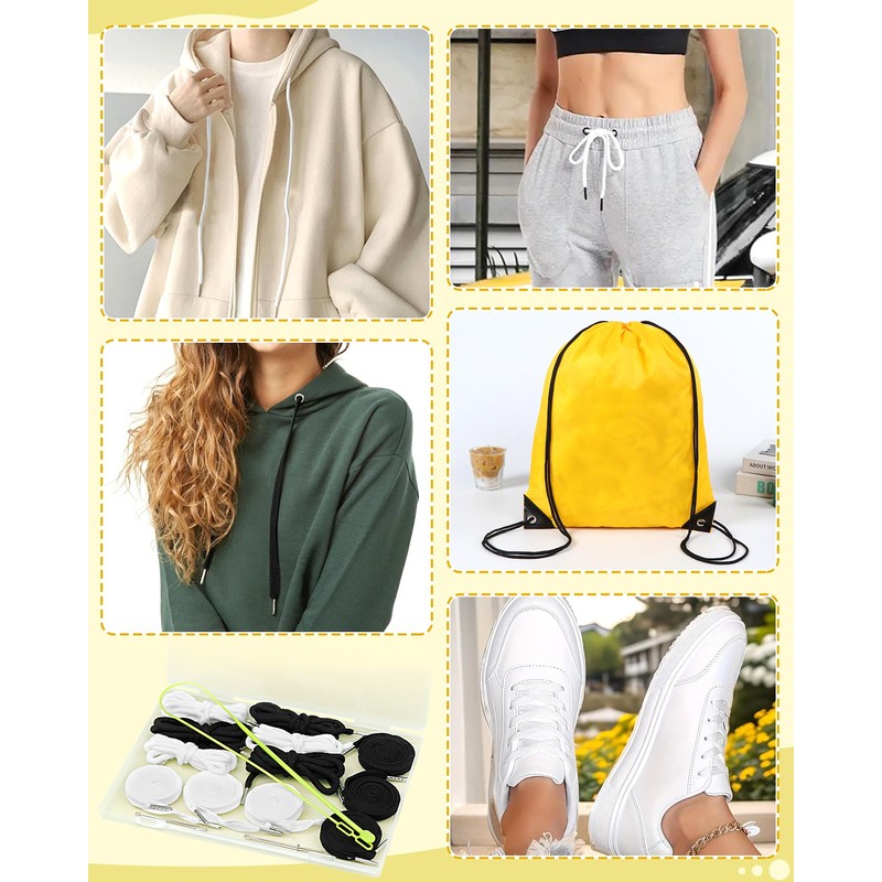 FIVEIZERO 16PCS Drawstring Replacement Kit 12PCS Hoodie Strings (Flat &