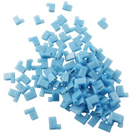Longdex Right Angle Spade Connector 100PCS 16-14AWG Flag L Shape Insulated Spade Crimp Terminal Connector Blue