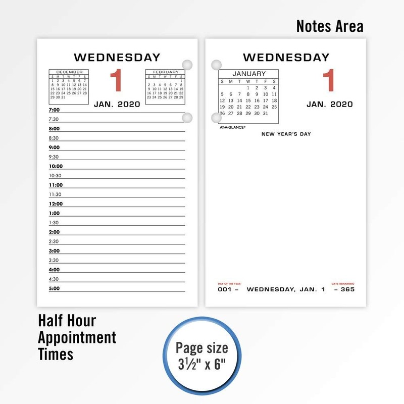 AT-A-GLANCE 2020 Daily Desk Calendar Refill, 3-1/2" x 5-27/32", Loose