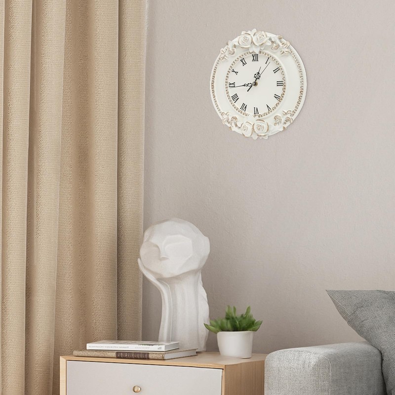 Eapmic European Style Resin Wall Clock, Retro Silent Clock with