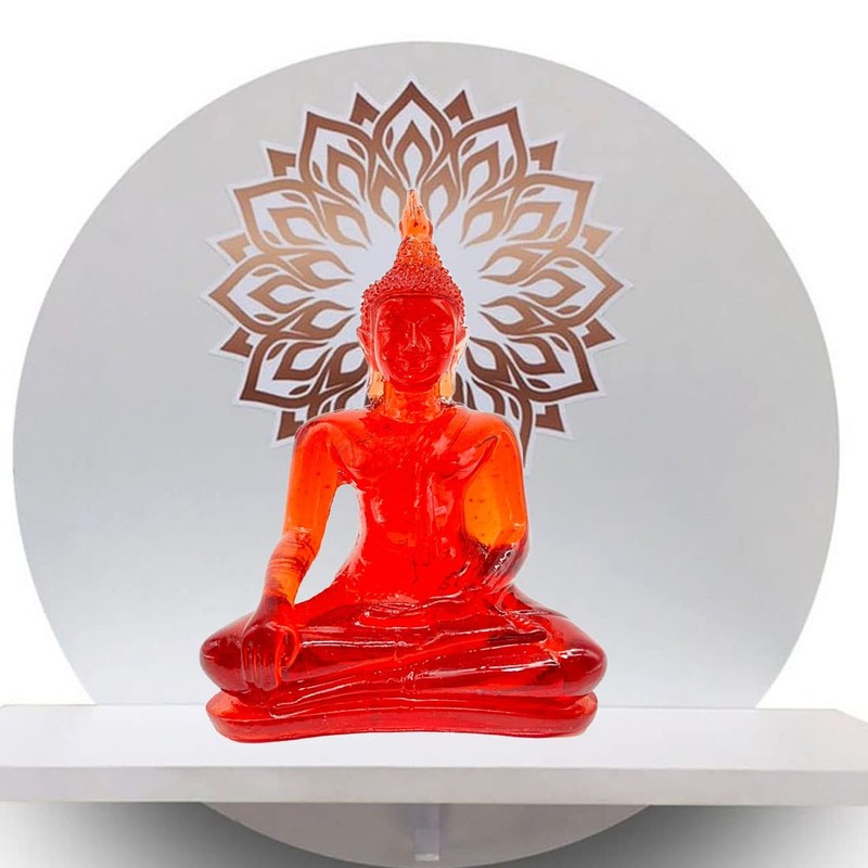 BUDDHO Buddha overcoming Temptations Buddha Statue 4" H Poly Resin