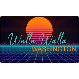 Walla Walla Washington 2 X 1.25-Inch Vinyl Decal Stiker Retro Neon Design
