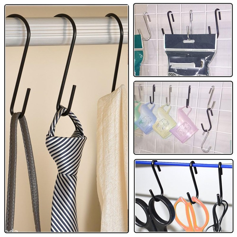 Esforzarse 30 Pcs Stainless Steel S Shaped Hooks Hangers, Closet