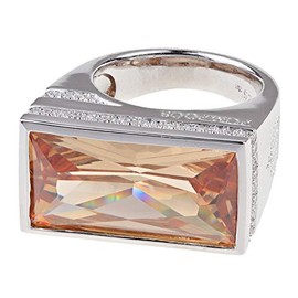 Pompöös Harald Glöckler Ring for Women Rhodium-Plated 925 Silver Zirconia Champagne White, Genuine hallmarked 925 sterling silver, Cubic Zirconia