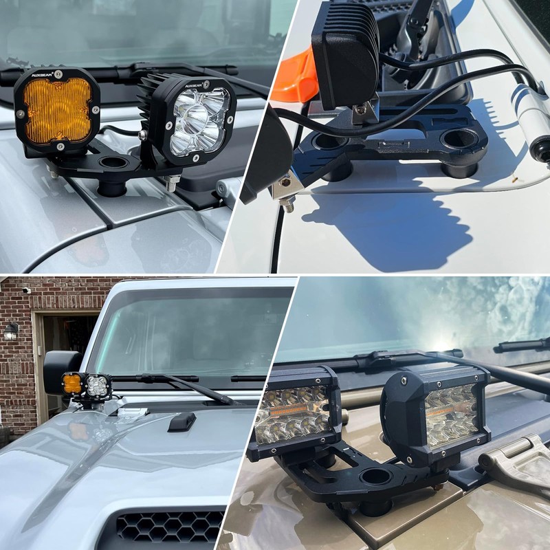 KMFCDAE Cowl Mount Dual Light Bracket for Jeep JL Pillar