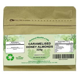 Natural Health 4 Life Snack Nut Caramelised Honey Almond Nuts 325 g in Recyclable Pouch (1 Pouch)
