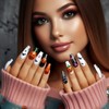 Halloween Polka Dots Press on Nails Short Square Fake Nails