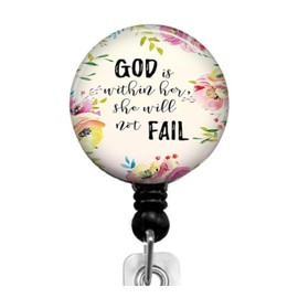 GFFGGFGH God is Retractable ID Card Badge Holder with Alligator Clip, Name Nurse Decorative Badge Reel Clip on Card Holders, small, Black, GFFGGFGH-2024