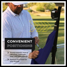 STICKIT Magnetic Golf Towel, Navy, Premium 29" Microfiber with Deep Waffle Pockets, Industrial Strength Magnet for Secure Hold to Golf Carts & Clubs, Ultra-Absorbent, Fast-Drying, Easy-Clean Design