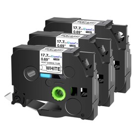 USUPERINK 3 Pack Compatible for Brother P-Touch HSe-241 HSe241 HS-241 HS241 Black on White 17.7mm 0.69'' Heat Shrink Tubes for Wire Cable use in PT-H500 PT-P700 PT-P710BT PT-P750W Label Maker Tape