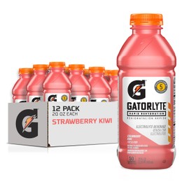 Gatorlyte Rapid Rehydration Electrolyte Drink, Strawberry Kiwi, Specialized Blend of 5 Electrolytes, Lower Sugar, No Artificial Sweeteners or Flavors, 20 fl oz Bottles (12 Pack)