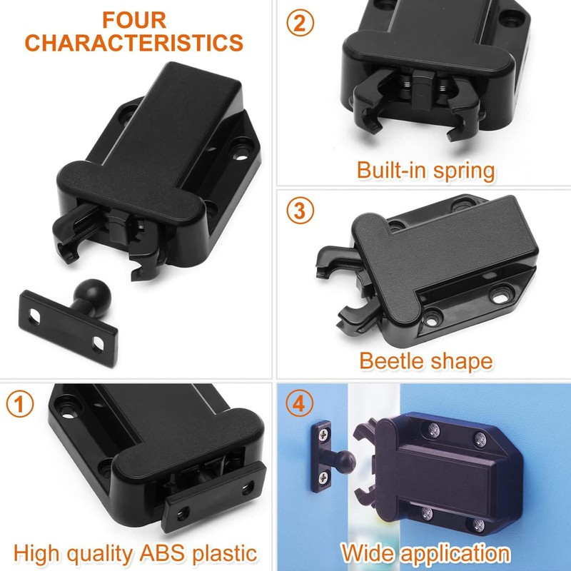 6 Pcs Touch Release Catch Latch Cupboard, Push to Open