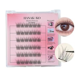 Pestañas postizas autoadhesivas Hanakoko, pestañas postizas sin pegamento, extensiones de pestañas hechas a mano, pestañas reutilizables, sin pegamento, sin imanes, fácil extracción, kit de 10