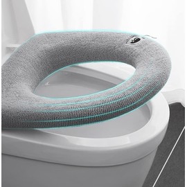 Qyjhska Toilet Seat Covers for All Seasons, Toilet Seat Cover, Universal Antibacterial Home, Warm/Washable/Thick (Navy Blue)