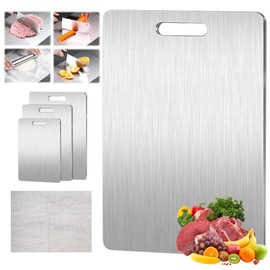 Generic Titanium Cutting Board, 2024 Upgrade Titanium Cutting Board for Kitchen, Non Stick, Double Sided & Food-Grade Stainless Steel Cutting Boards for Home Cooking (L (18 x 12 in)), Sliver, QCB-1