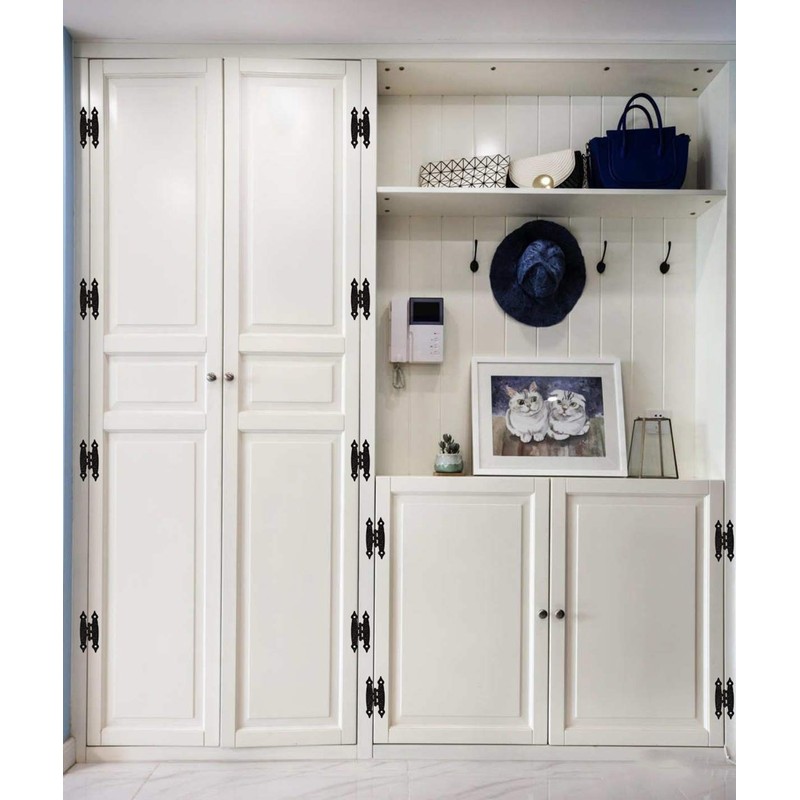TamBee Black Cabinet Hinges Door Hinges Flush Mount Flat Hinges