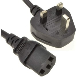 1.8m IEC Kettle Lead Power Cable 3 Pin Plug PC Monitor C13 Cord 5 AMP Dell HP
