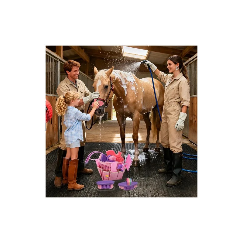 Kit De Aseo Para Caballos 9 Herramientas Bolsa Organizadora