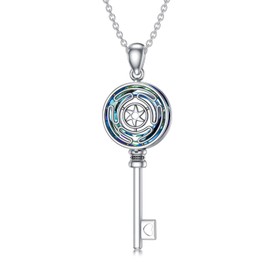 MEIDERBO Hecate Crystal Necklace 925 Sterling Silver Hecate Goddess Pendant Necklace Key Jewelry Gifts for Women