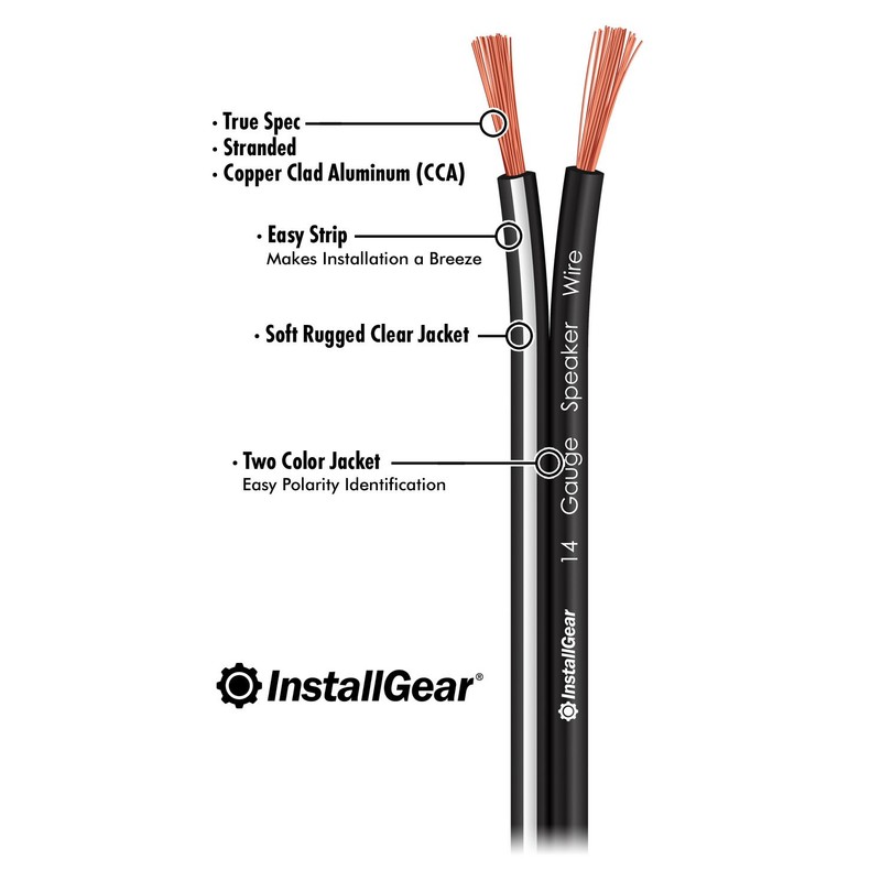 InstallGear 14 Gauge AWG 30ft Speaker Wire Cable - Black
