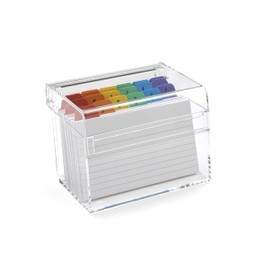 OSCO Clear Acrylic Index Box | Small | A to Z Divider Tabs | 100 Lined Note Sheets Included (5" X 3") | Ruled Revision Flash Cards | Recipe Notes | Contacts Filing | Fits 127 x 76 mm
