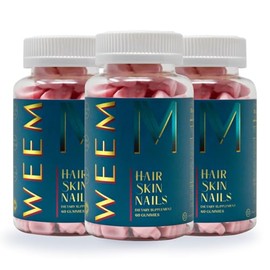 WEEM Hair Skin and Nails Gummies - Supports Healthy Hair - Vegan biotin Vitamins for Women & Men Supports Faster Hair Growth, Stronger Nails, Healthy 