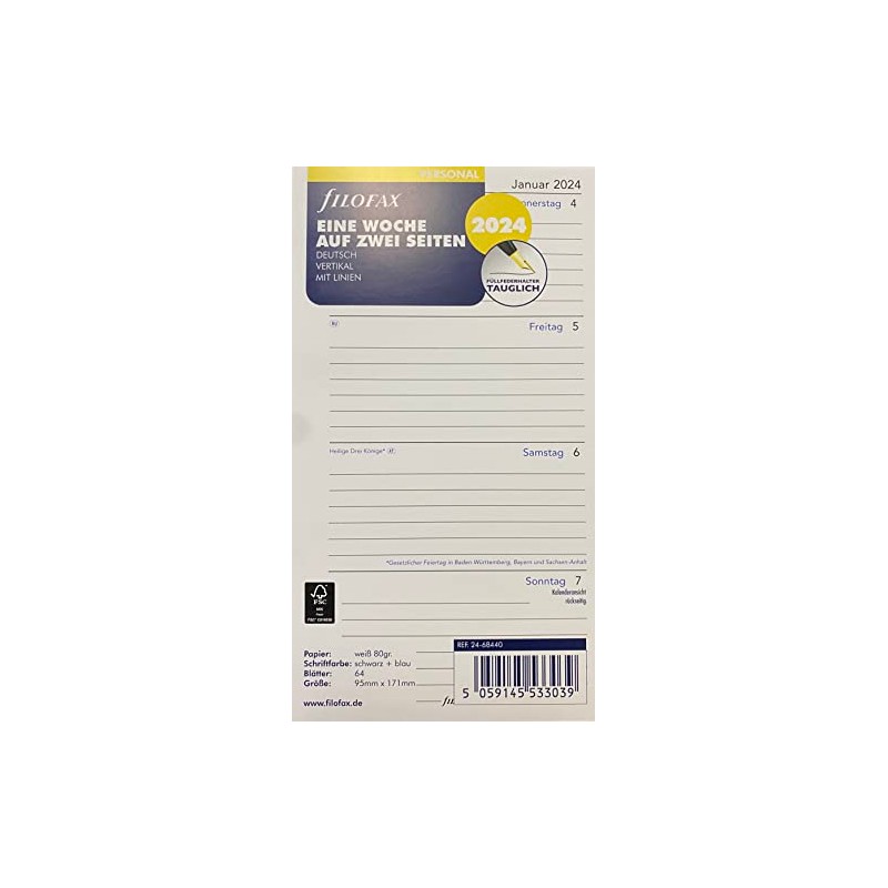 Haase-online Filofax Personal Week on Two Pages 2024