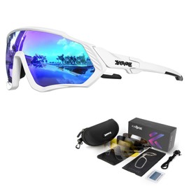 KAPVOE Polarised Cycling Glasses, 5 Interchangeable Lenses, Unisex Sports Sunglasses for Men and Women, Suitable for Cycling, Mountain Biking, Running, Fishing, Rowing, Golf 07