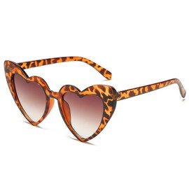 YOSHYA Clout Goggle Heart Sunglasses Vintage Cat Eye Mod Style Retro Kurt Cobain Glasses (Leoaprd Grey)