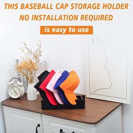 MKUCCD Hat Organizer for Baseball Caps, 2PCS Hat Storage for Baseball Caps Display and Organizer, Cap Organizer for 14 Baseball Caps, Acrylic Baseball Cap Holder for Ball Cap (Black)