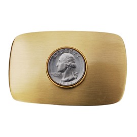 US 1966 Washington Quarter 25 Cent BU Uncirculated Coin Solid Brass 40mm Heavy Duty Belt Buckle NEW