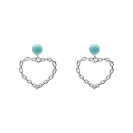 Echte Türkis Edelstein Ohrringe 925 Silber Herz Ohrringe Blau Boho Schmuck Ohrstecker Tropfen Baumeln Ohrringe Rhodiniert