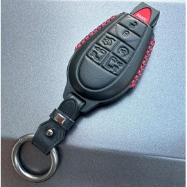KAWIHEN Leather Key Fob Cover Compatible with Chrysler 300 Dodge Challenger Charger Durango Grand Caravan Journey Ram 1500-4500 Magnum Grand Cherokee Commander M3N5WY783X 2701A-C01C IYZ-C01