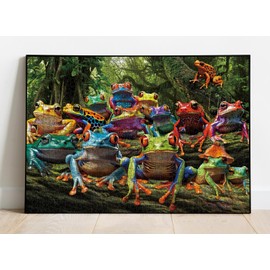 Colorful Frog Puzzle 1000 Piece for Adults, Rainbow Frogs Jigsaw Puzzle Nature, Forest Animal Scenic Puzzles