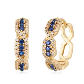 Fettero Women's Hoop Earrings, Popular, High Quality Red, Blue, White Zirconia, Hypoallergenic, 14K Gold Plated Earrings, Cubic Zirconia