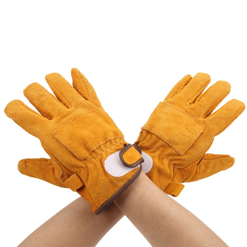 Heat Resistant Gloves Calf Leather Polyester Hand Protection BBQ Grill