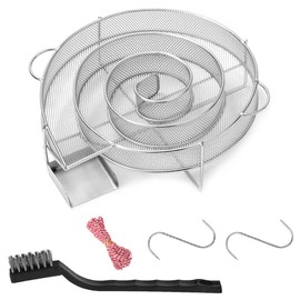 ZITFRI Cold Smoke Generator Stainless Steel Cold Smoke Generator Round Smoke Generator for Cold Smoking - Cold Smoke Spiral for Kettle Barbecue Smoker and Smoker Oven - with 1 Brush, 2 Meat Hooks, 10