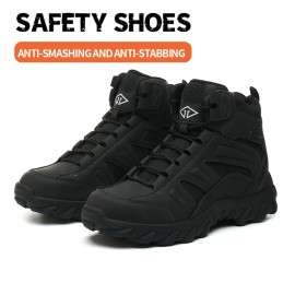 Men's Safety Work Shoes, Steel Toe Microfiber Upper Rubber Sole, Comfortable Breathable Durable Protective ShoesColor: Green, US Size: 9.5