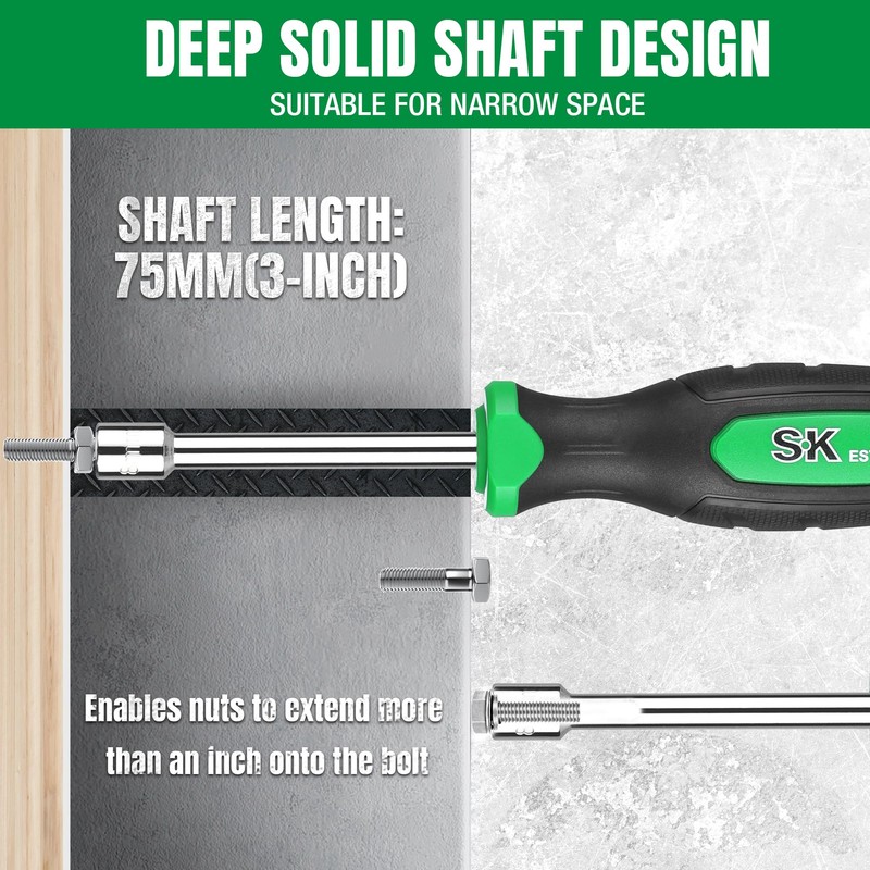 SK 7-Piece Metric Nut Driver Set, 5, 6, 7, 8,