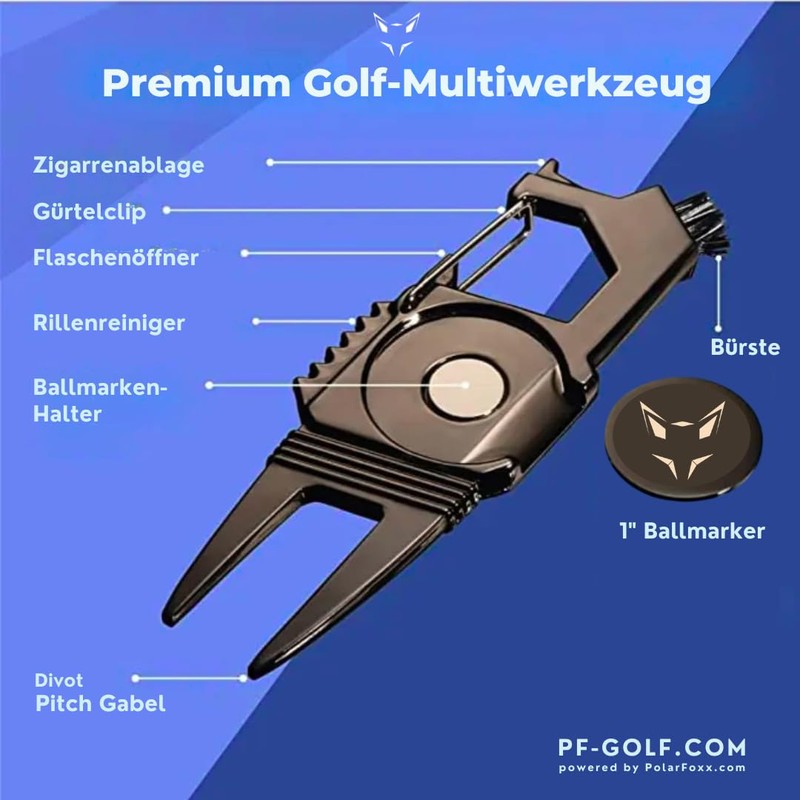 GFOXX PF-Golf Divot Tool Set, 2 Pieces, Multifunctional Divot Tool