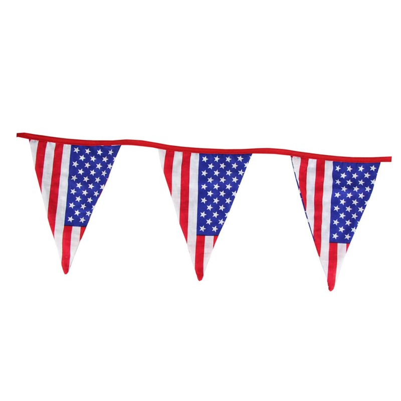 KOMBIUDA 12-pennant American Flag Banner Party Theme Decorative Triangle Bunting