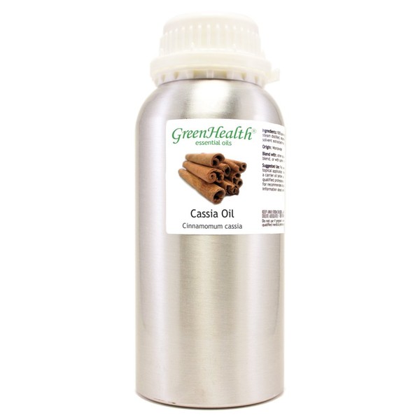 Cassia – 16 fl oz (473 ml) Aluminum Bottle w/ Plug Cap – 100% Pure Essential Oil – GreenHealth