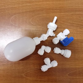 YZM Water Filter PVC Mini Float Valve, Tank Mount, Adjustable Arm, for tubing OD 1/4" or 3/8" Used for RO System Refrigerator ice Maker Coffee Machine Fish Aquarium. (1/4“ Quick connector)