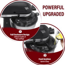 Pouring Shield for KitchenAid Tilt Head 4.5-5QT Stainless Steel (Only),Safety Pouring Shield,Splatter Guard for kitchenaid mixer bowl,Kitchen Aid Stand Mixers (Transparent Black, for 4.5-5 QT)