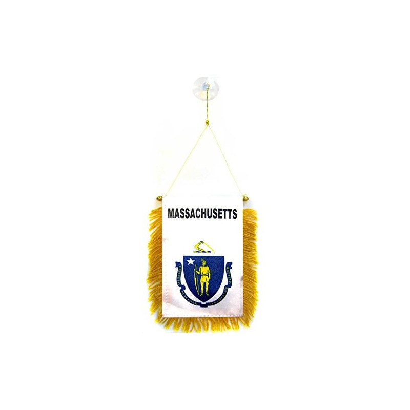 Massachusetts AZ Flag, 15 x 10 cm, State, Massachusetts, Mini