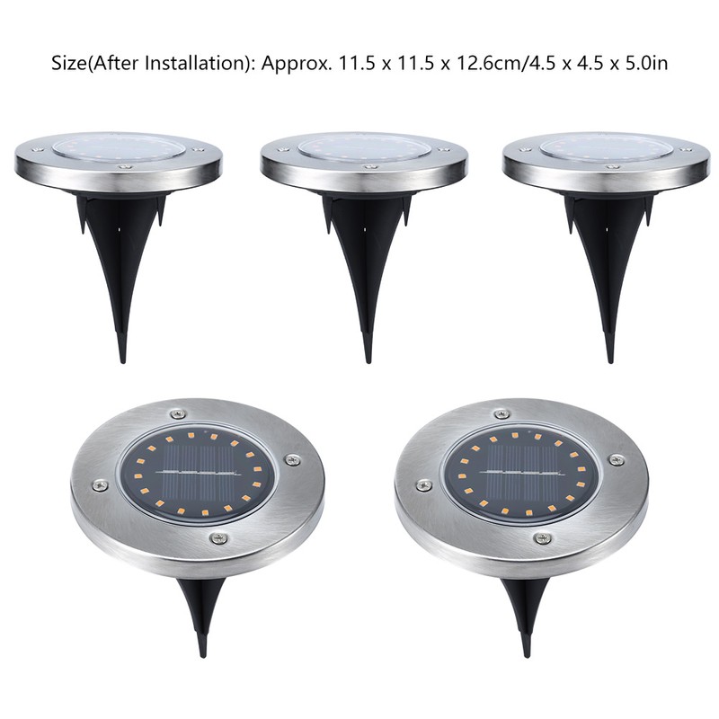 5Pcs Solar Power Underground Light Landscape Lamp 16 LED RainProof