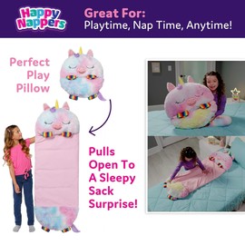 Happy Nappers: Pillow & Sleepy Sack: Medium - Rainbow Unicorn - 54 x 20, Plush Animal Character, 2-in-1 Pillow Sleeping Bag, Play, Kids Ages 3+