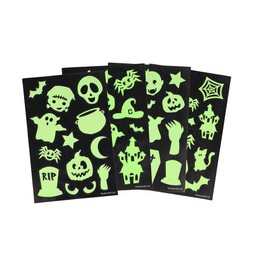 Storm&Lighthouse Halloween Glow in the Dark Stickers 48pcs Mini Halloween Stickers for Kids 4 Sheets Trick or Treat Arts and Crafts for Kids Halloween Party Bag Boo Basket