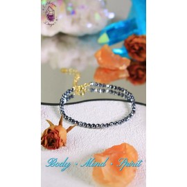 Unbranded Natural Hematite Gemstone 2mm Beaded Bracelet Healing Layering Women Bracelet