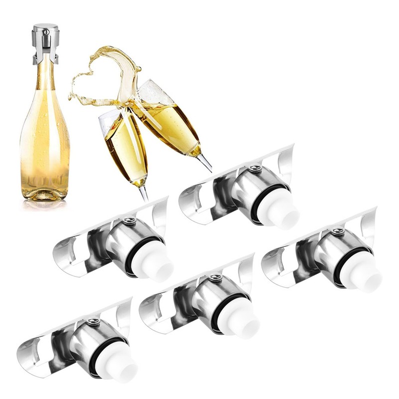 5PCS Stainless Steel Champagne Stopper Wine Drinks Bottle Plug Sealer